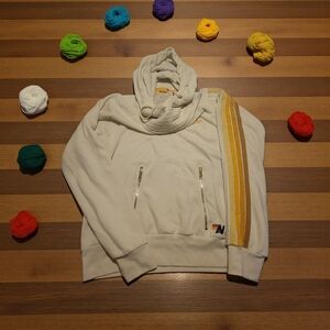 Aviator Nation Cream ninja  Hoodie with Gold Stripes